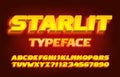 Starlit alphabet font. 3D glowing letters, numbers and symbols. Royalty Free Stock Photo