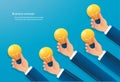 Hand holding light blub. creative concept. vector illustration EPS10 Royalty Free Stock Photo