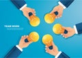Hand holding light blub. creative concept. vector illustration EPS10 Royalty Free Stock Photo