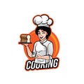 Woman chef cooking mascot template Royalty Free Stock Photo