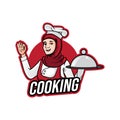 Woman chef cooking mascot template Royalty Free Stock Photo