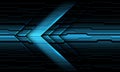 Abstract blue metallic arrow direction on dark circuit cyber pattern design modern futuristic technology background vector