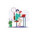 Illustration vector graphic of businessman Working at home Royalty Free Stock Photo