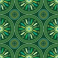 Seamless African Flower Design Pattern in shades of green Royalty Free Stock Photo