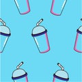 Beautiful bright seamless pattern with smoothie glasses.