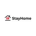 Stay home stay safe warning sign and logo Covid-19. Self isolation. Home quarantine. Graphic vector for web, print, banner, flyer, Royalty Free Stock Photo