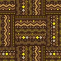 African Line and Zigzag Pattern Design in brown and yellow Royalty Free Stock Photo