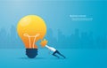 Businessman putting the puzzle lightblub together. creative concept. vector illustration EPS10