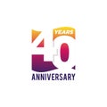 40 Years Anniversary Celebration Icon Vector Logo Design Template. Gradient Flag Style. Editable Vector EPS 10