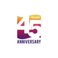 45 Years Anniversary Celebration Icon Vector Logo Design Template. Gradient Flag Style. Royalty Free Stock Photo