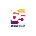 65 Years Anniversary Celebration Icon Vector Logo Design Template. Gradient Flag Style. Royalty Free Stock Photo