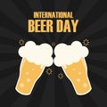 Happy international beer day poster background vector illustration in flat style greeting card retro graphic of beer day Royalty Free Stock Photo