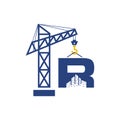 Initial R Crane Real Estate Building Construction Logo Design Royalty Free Stock Photo