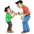 Cartoon two brothers standing and talking