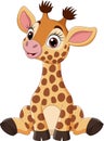 Cute Baby Giraffe Cartoon Sitting