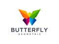 Geometric colourful butterfly modern logo design vector