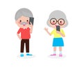 Old people couple with smartphone, elderly with Mobile, senior with gadgets, People with their smartphone,person on social network