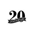 20 Years Anniversary Vector Logo Design Template. 20th Birthday Celebration. Royalty Free Stock Photo