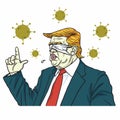 Donald Trump Speech Wearing Blind Blinded Mask Anti Coronavirus Cartoon Vector Drawing Illustration. Washington DC, May 29 , 2020