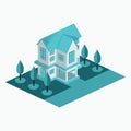 Simple isometric building - isolated isometric house - apartment rent