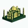 Taj mahal design - isometric wonder building - temple monument