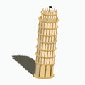 Isometric pisa tower - seven wonders in the world - famous building in italy