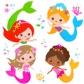 Beautiful mermaids collection. Vector illustration Royalty Free Stock Photo