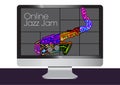An online video jazz jam graphic