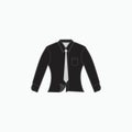Black collared formal cloth long sleeve with pocket and tie icon - slim fit or woman shirt