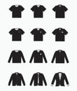 Black t-shirt, polo shirt, collared formal cloth, tuxedo icon