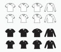Black and white t-shirt, collared clothes with pocket, short and long sleeves shirt