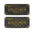 Gift voucher template and modern pattern. gift card template with premium pattern, Voucher template with gold gift. Background Royalty Free Stock Photo