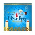 Vector design of Indian siblings celebrating Happy Bhai Dooj