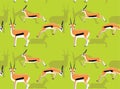 Gazelle Thomson Cute Cartoon Vector Seamless Background Wallpaper-01