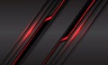 Abstract red line light black cyber slash on grey metallic design modern futuristic technology background vector