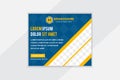 Template of horizontal web banners with diagonal space for photo and diagonal yellow elements design. Royalty Free Stock Photo