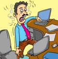 Panic man in the office, rushing jobs to be done