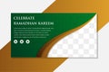 Muslim abstract greeting banner. Islamic vector illustration at mosque. green color background. Royalty Free Stock Photo
