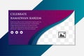 Muslim abstract greeting banner. Islamic vector illustration at mosque. purple color background Royalty Free Stock Photo