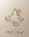 International Yoga Day. Yoga Silhouette in Lotus Pose.