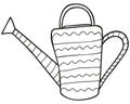 Black and white hand-drawn patterned watering can for plants. Garden and summer cottage irrigation device for kailyard and flower Royalty Free Stock Photo