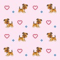 Pattern love cute brown dog vector