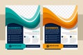 Vector business brochure, vertical flyer template. Modern orange and blue corporate design. Royalty Free Stock Photo