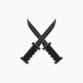 Crossed dagger or knives icon or logo isolated on white Royalty Free Stock Photo