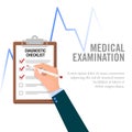 Vector illustration of health checklist inspection activities. Suitable for design templates for health tests Royalty Free Stock Photo