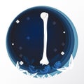 Humerus anatomy icon. Vector flat paper cut with the blue-white background for radiology orthopedic