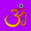 Illustration of desi indian art style Om/Ohm/Aum hindu spiritual symbol.incredible india.