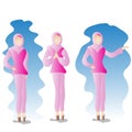 A set of hijabbi woman in 3 different poses Royalty Free Stock Photo