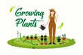 Growing plants concept. Woman watering plants. Gardening background Royalty Free Stock Photo