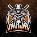 White ninja esport logo mascot design Royalty Free Stock Photo